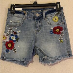 Juniors Indigo Rein Embroidered Denim Shorts